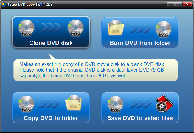 1Step DVD Copy - Startup Window
